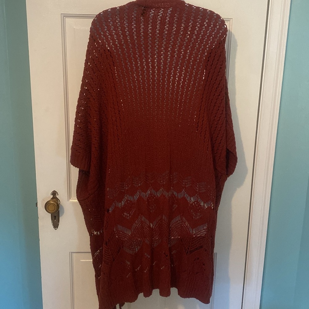 Torrid Open Stitch Cardigan Poncho Sweater Madden Brown - Picture 6 of 9